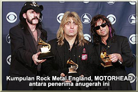 Kumpulan Rock Metal England 'MOTORHEAD' antara penerima anugerah ini